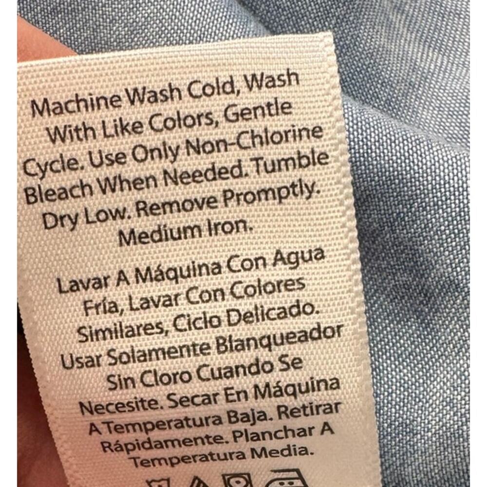 Terra & Sky 3X Blue Button Front Chambray Shirt 100% Lyocell - Picture 8 of 10